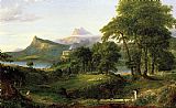 Thomas Cole Canvas Paintings - The Course of Empire The Arcadian or Pastoral State